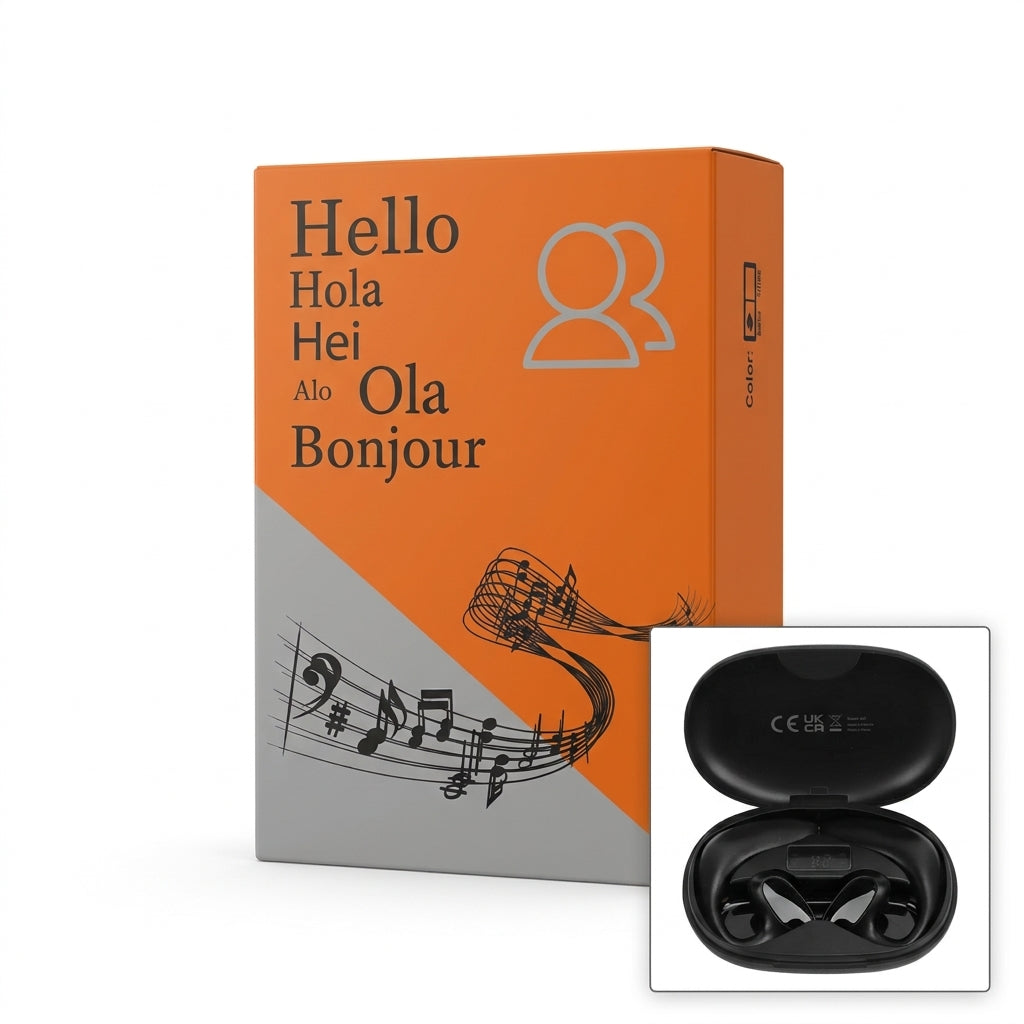 Auriculares traductores modelo M8 ofrecen traducción en tiempo real.
