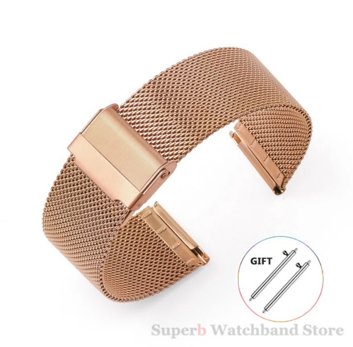 Repuesto de acero inoxidable en tono oro rosa.