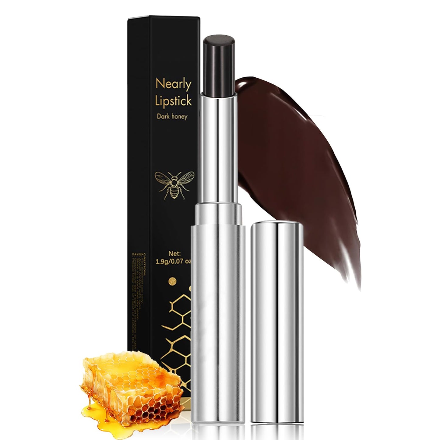 Bálsamo labial hidratante con tinte translúcido en el tono Dark Honey.