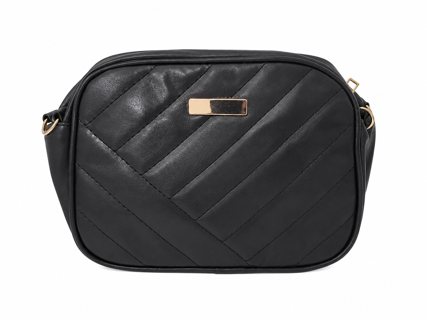 Bolso Bandolera Acolchado Negro para Mujer.