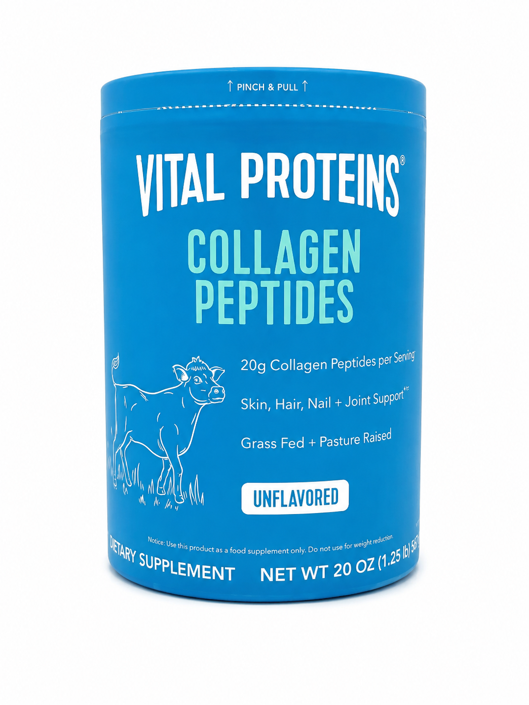 Vital Proteins Collagen Peptides Sin Sabor 20 oz Suplemento de Colágeno en Polvo.