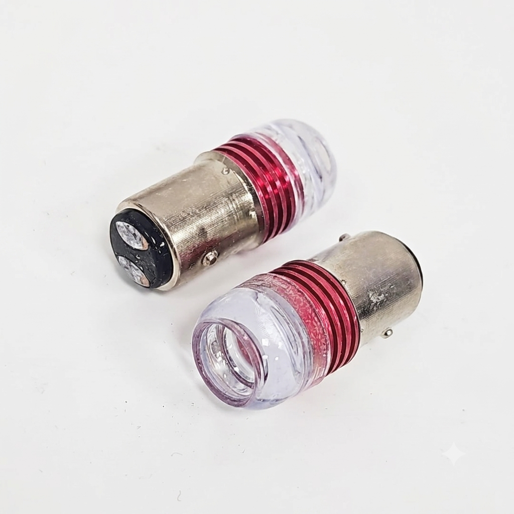 Luces intermitentes LED para motocicleta rojo.