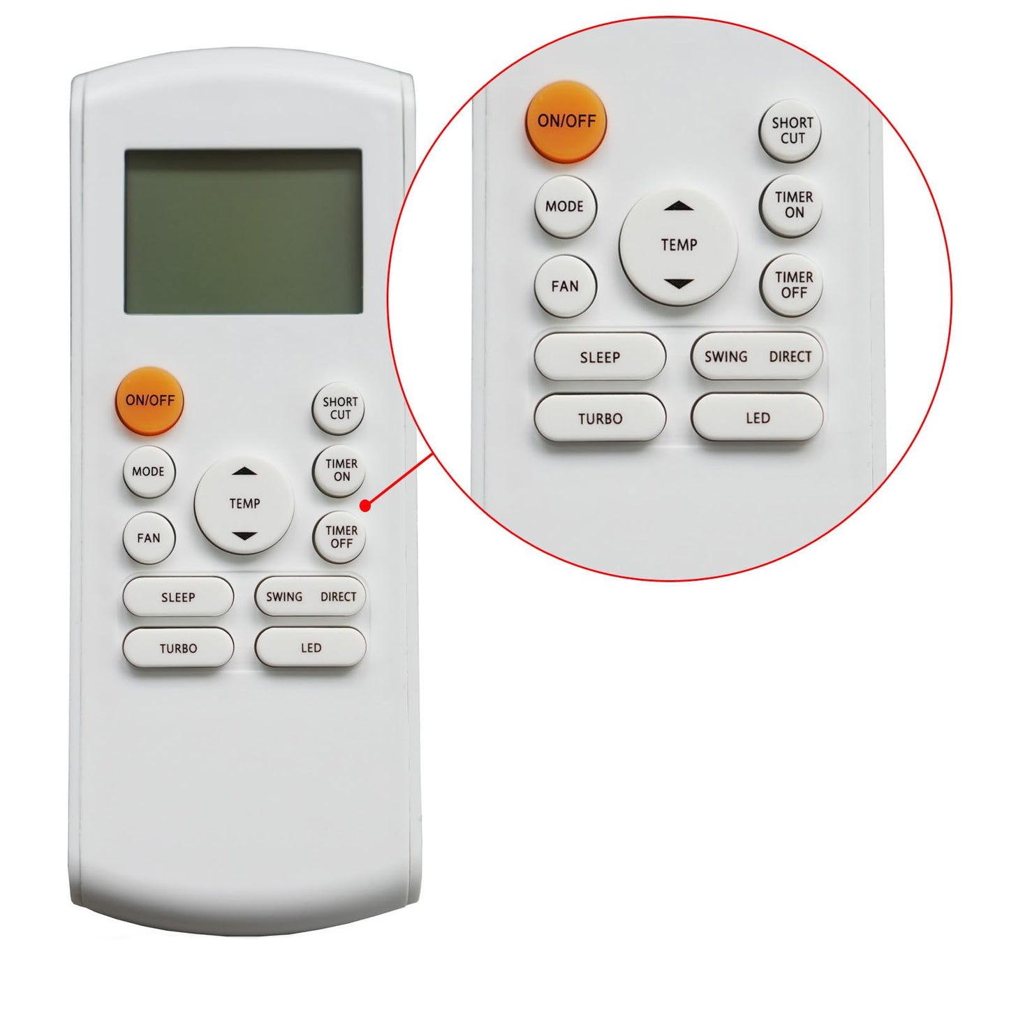 Control remoto genérico o de repuesto para aires acondicionados.