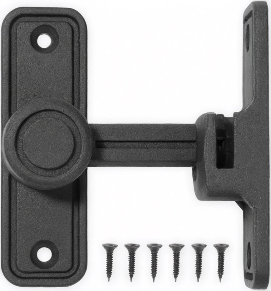 Cerradura de pestillo negro de 90/180 grados para puertas correderas o de granero.