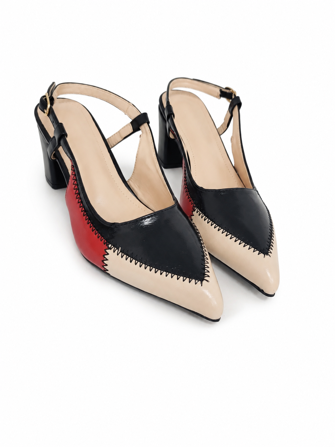 Zapatos de Tacón Slingback Multicolor para Mujer, Talla 37.