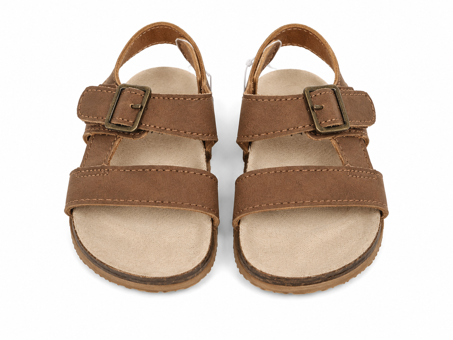 Sandalias infantiles con hebilla ajustable color café talla 22.