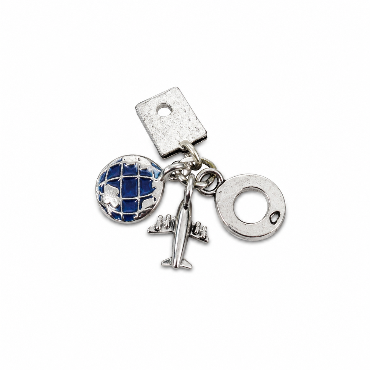 Charm Colgante de Viaje con Avión y Globo Terráqueo para Pulsera.