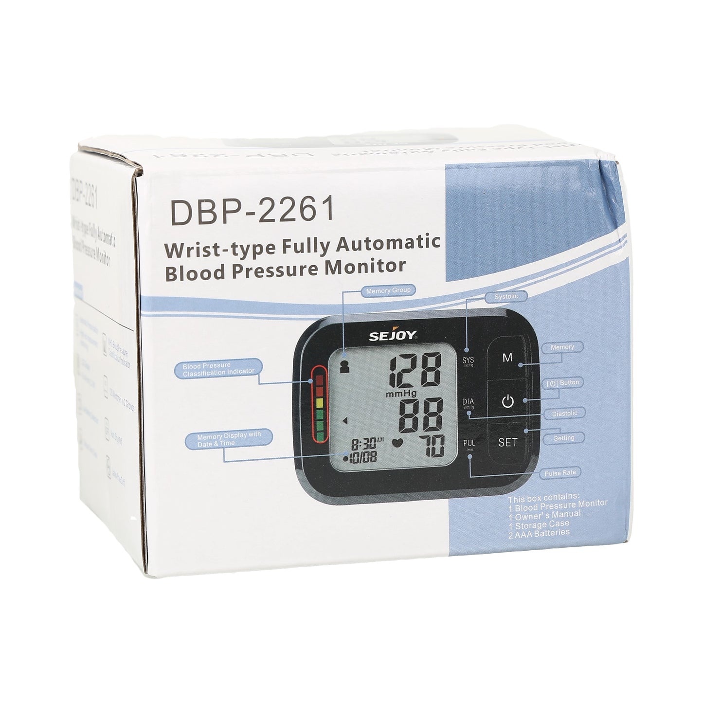 Monitor de presion arterial automatico de muñeca Sejoy DBP-2261