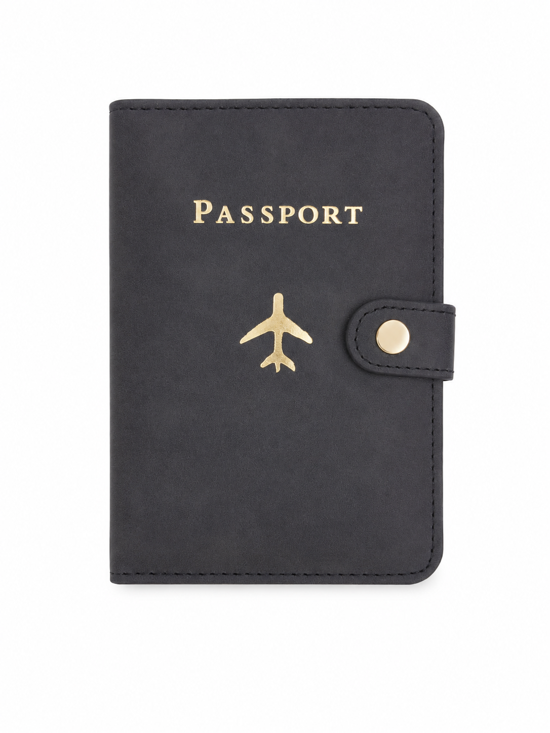 Porta Pasaporte de Viaje con Cierre de Botón y Diseño de Avión.
