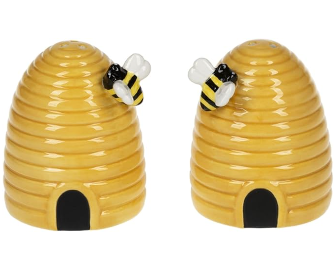 Juego de 2 saleros y pimenteros Bee Skep, amarillos