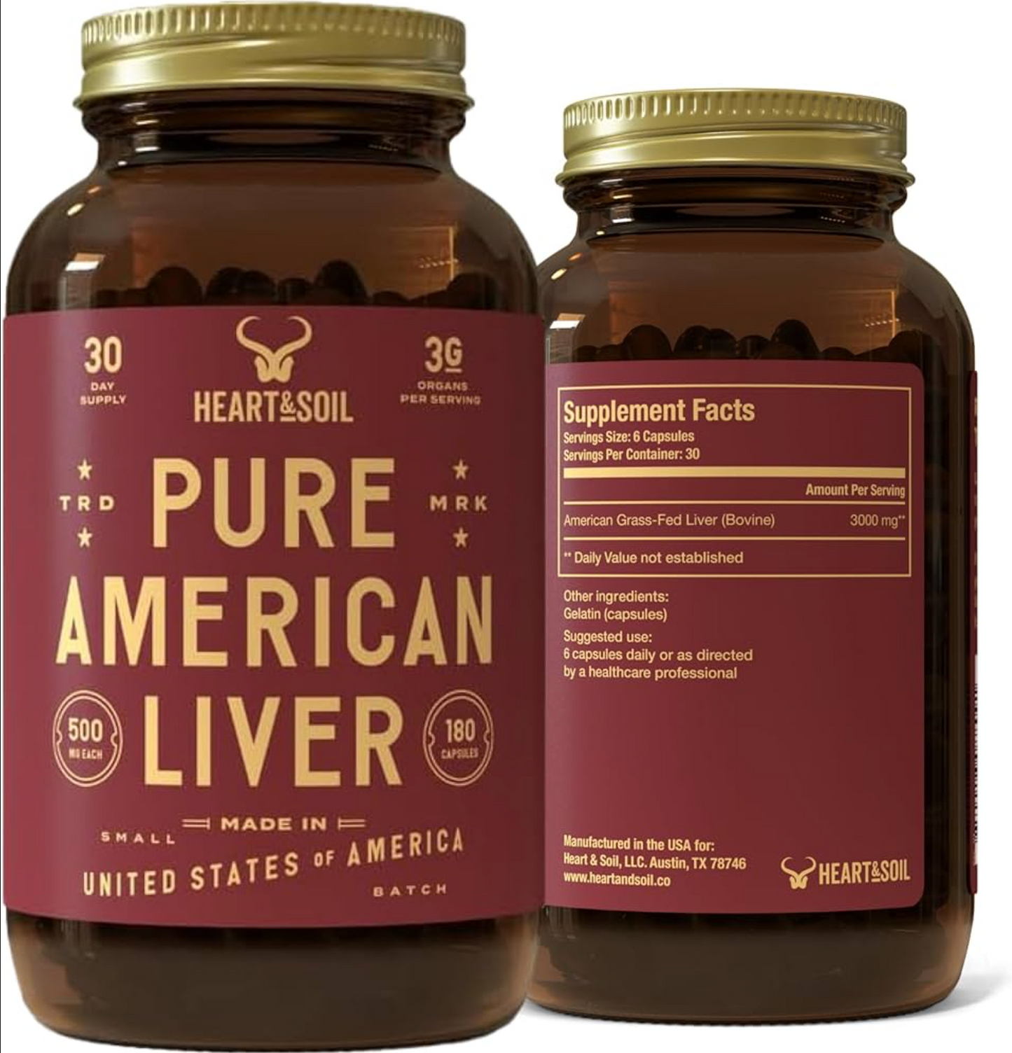 ToeahPure American Beef Liver Capsules - Grassfed Beef Liver Supplement