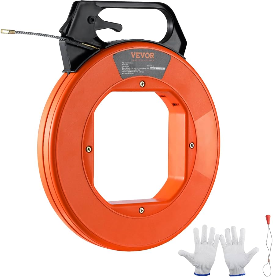 Cinta pasacables de 125 pies cuenta con una carcasa naranja distintiva.