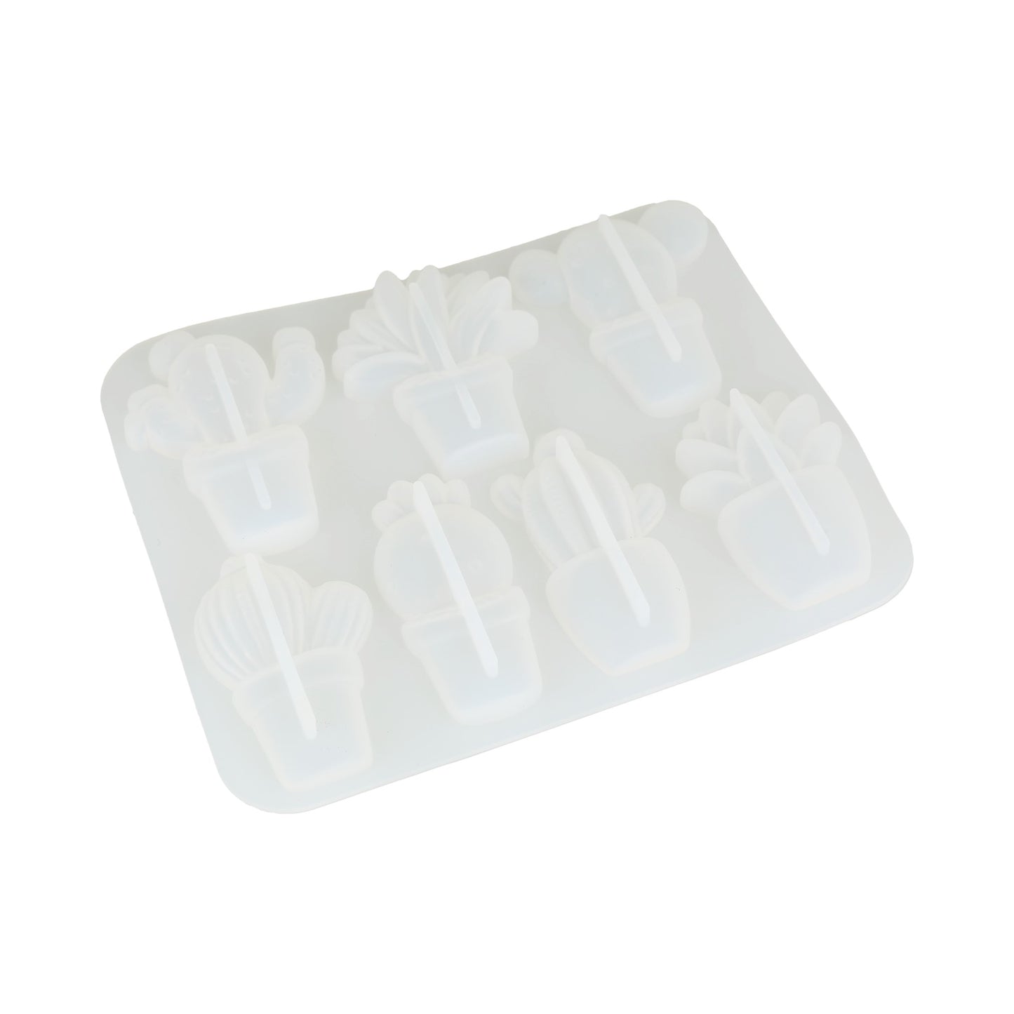 molde de silicona para cactus con múltiples cavidades, ideal para manualidades.