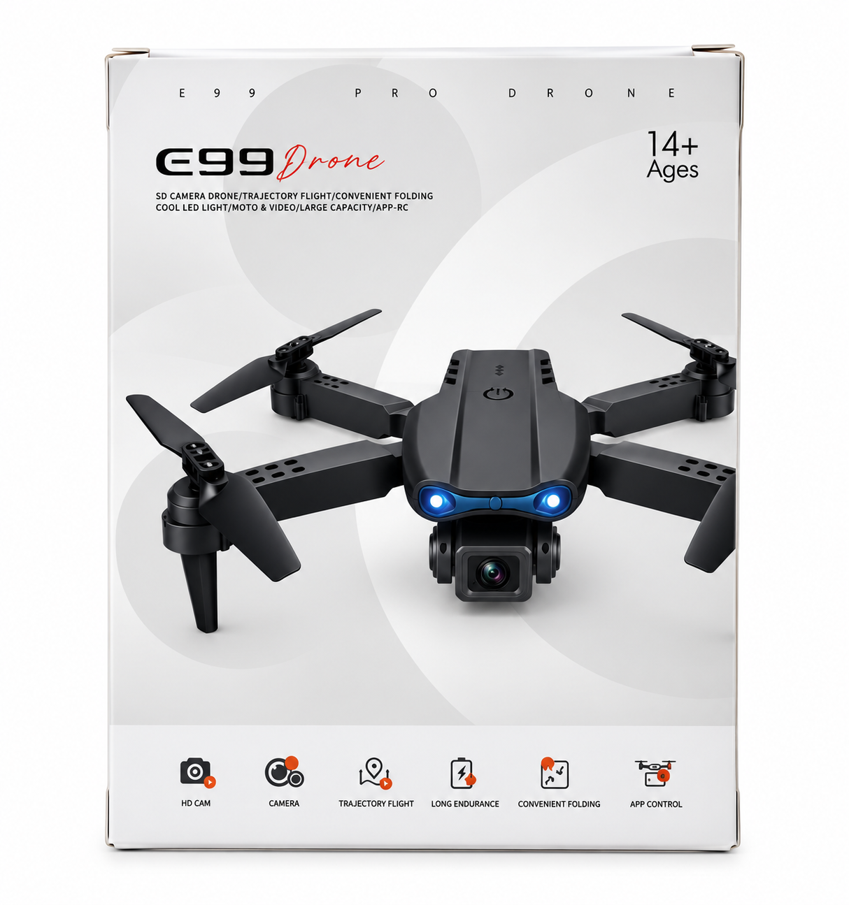 Drone Plegable E99 Color Negro con Cámara HD y Control Remoto.