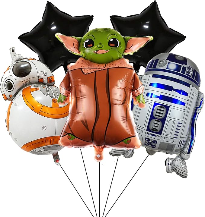 Ramo de globos de Mylar de Star Wars para decoración de cumpleaños.
