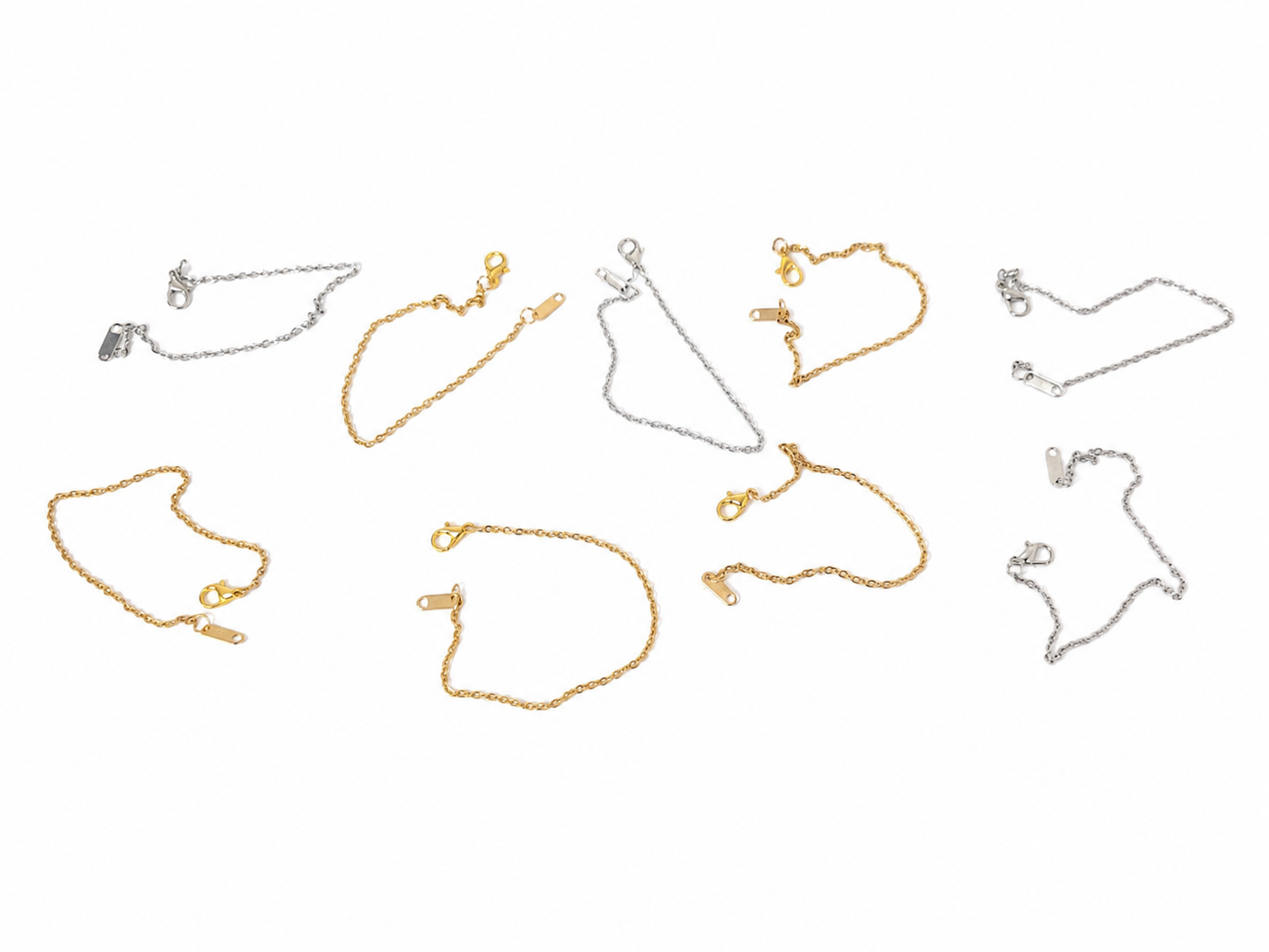 Set de Extensores para Pulseras y Tobilleras en Color Dorado y Plateado.