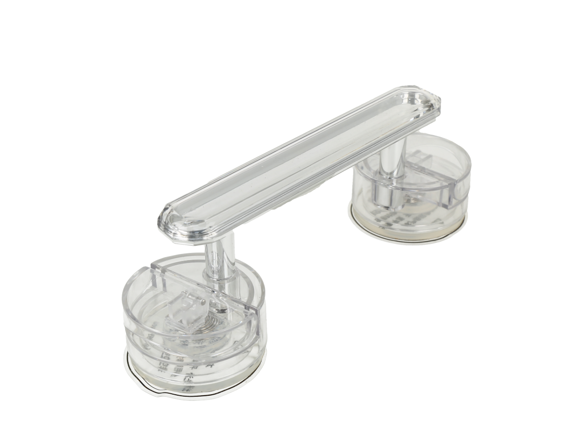 Manija de succión transparente diseñada para baños, ducha o superficies lisas.