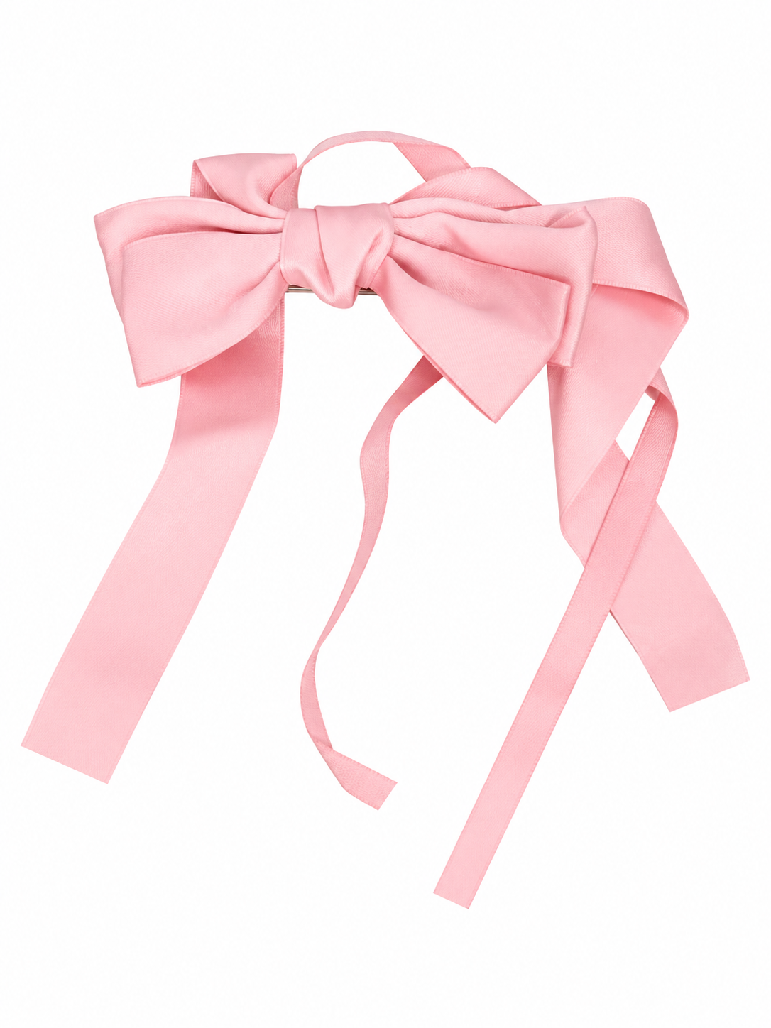 Gancho para Cabello con Lazo de Satén Rosa y Cintas Largas.