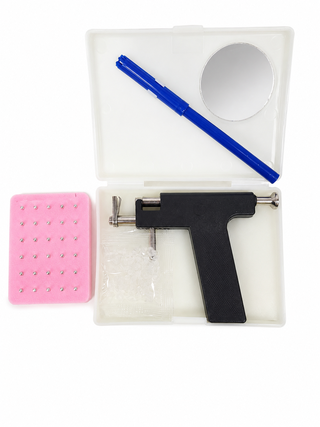 Kit Perforador de Orejas con Pistola Aplicadora, Aretes de Acero y Estuche Organizador.