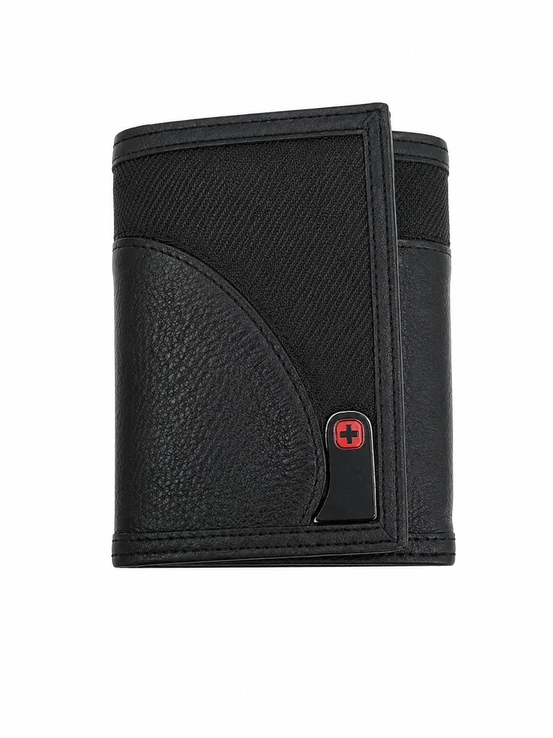 Cartera Plegable para Hombre con Múltiples Compartimentos Color Negro.