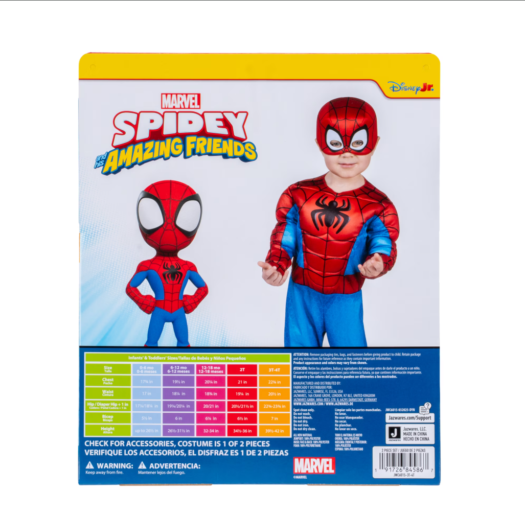 Disfraz de Marvel Spidey and His Amazing Friends para niños pequeños y bebés