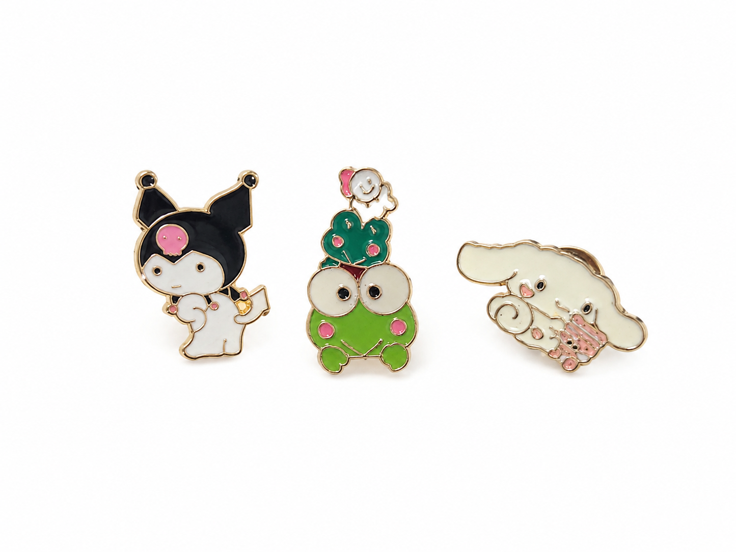 Set de 3 Pines Decorativos de Personajes Animados Coloridos.