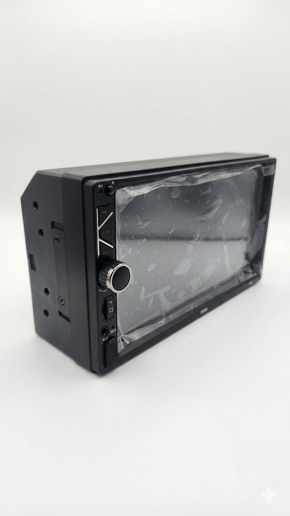 Reproductor multimedia de coche de 7 pulgadas con pantalla táctil, compatible con bluetooth y radio FM.