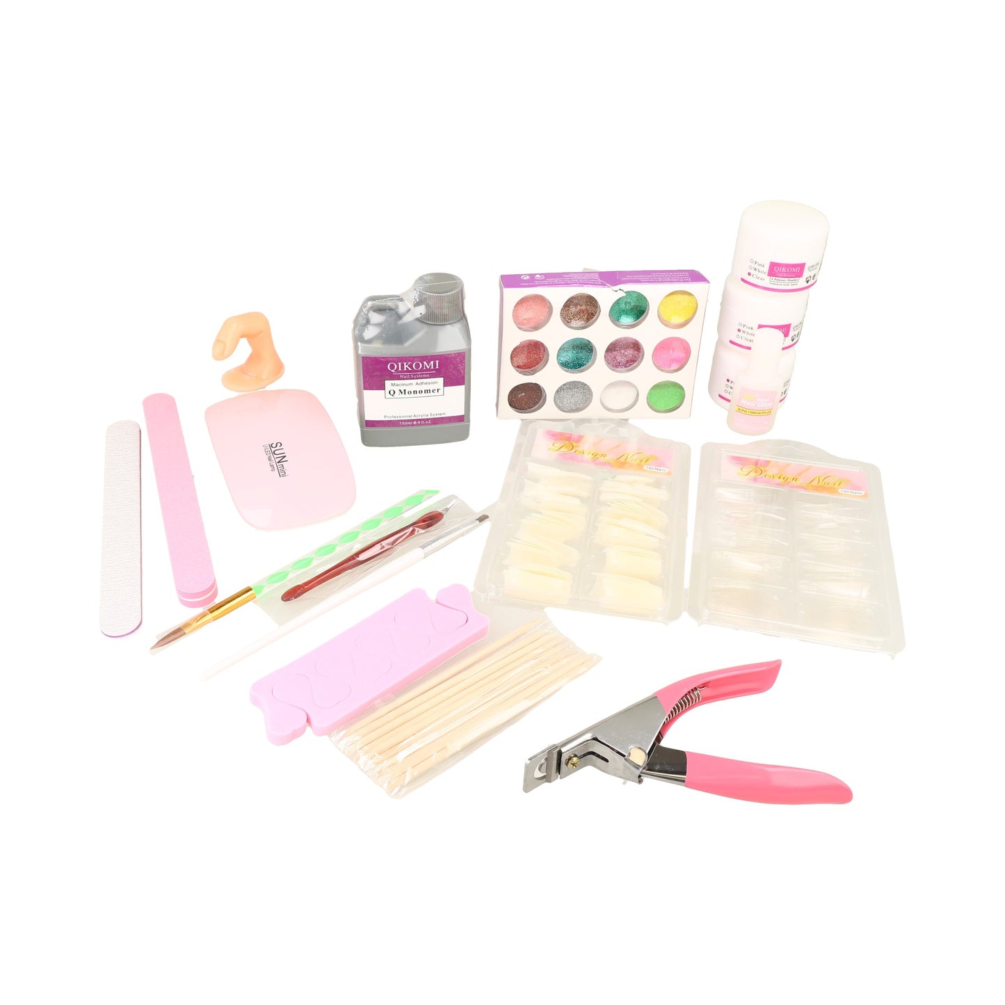 Kit para manicura con unas postizas y mas aparato de luz UV