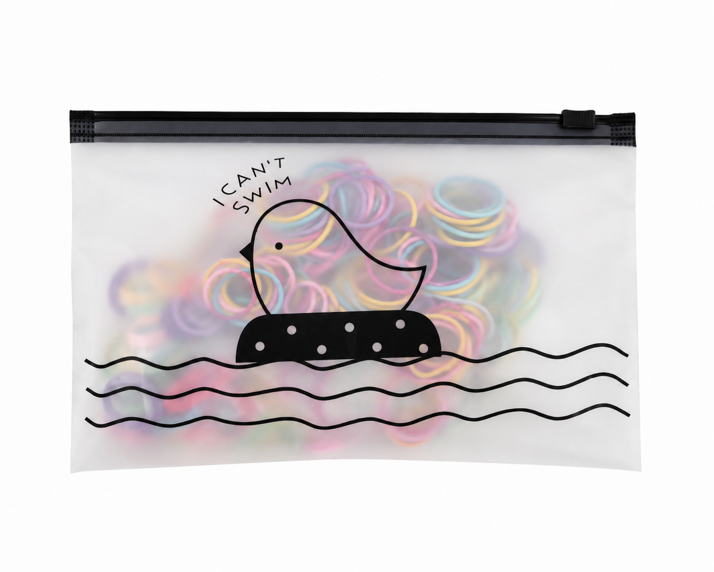 Bolsa Organizadora Transparente con Cierre de Cremallera y Diseño de Pájaro para Accesorios.