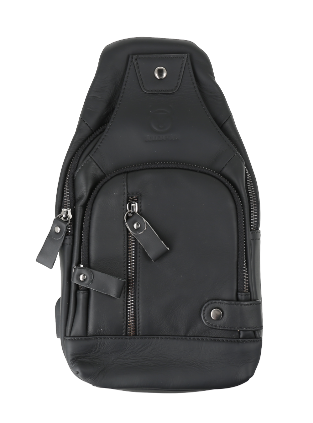 Bandolera de cuero sintético negro para hombre.
