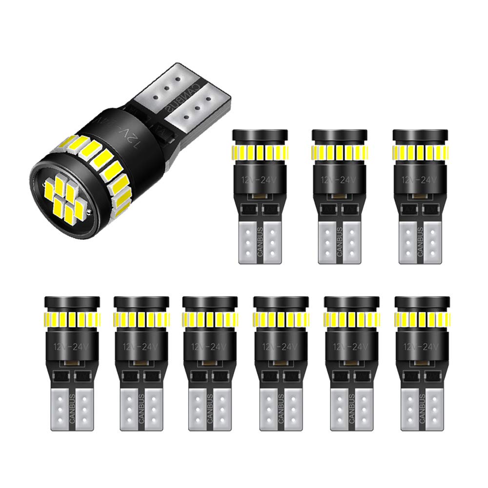 Paquete incluye 10 bombillas LED T10 W5W de color blanco