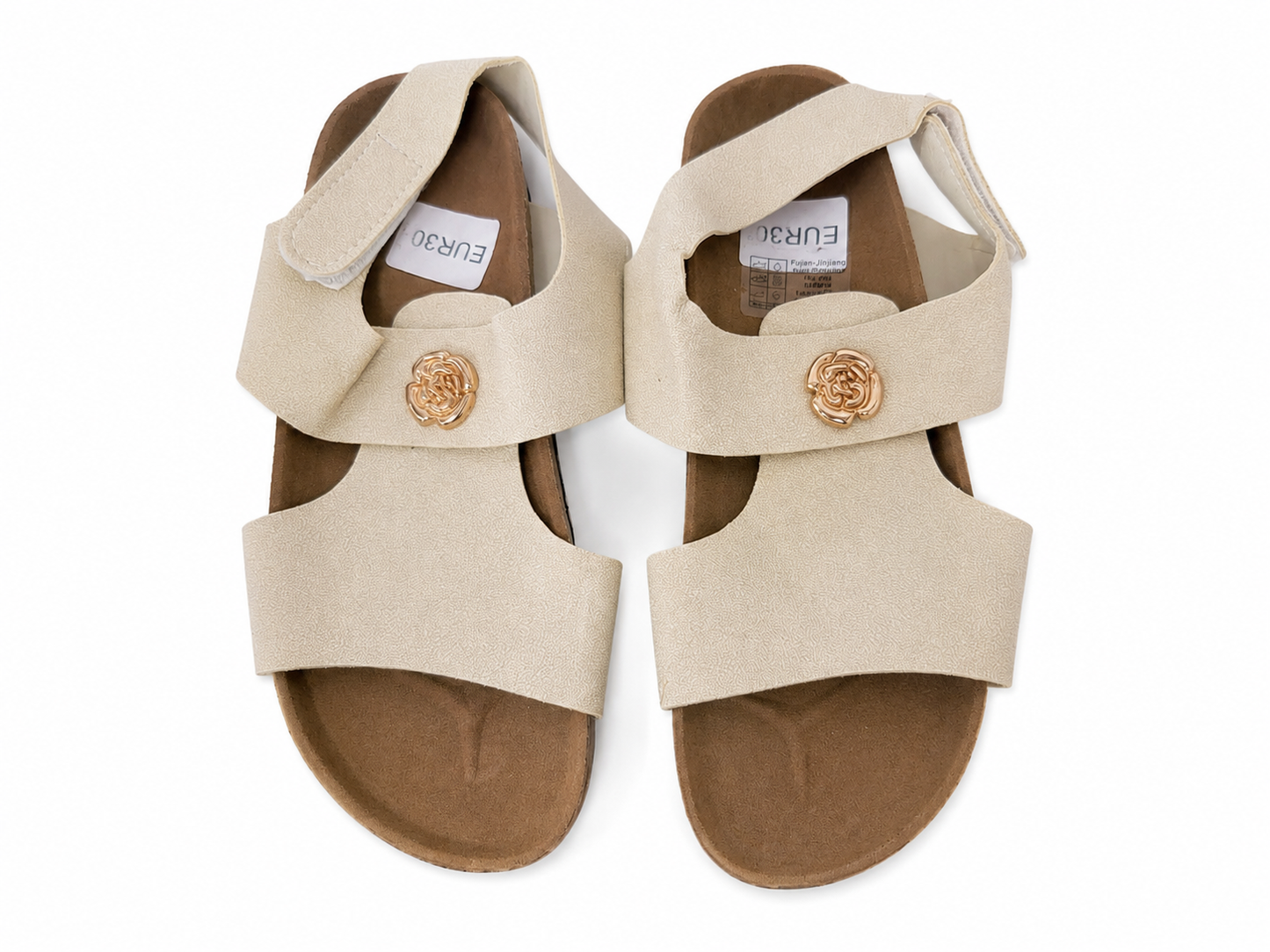 Sandalias Ajustables para Mujer Color Beige.Talla 30.