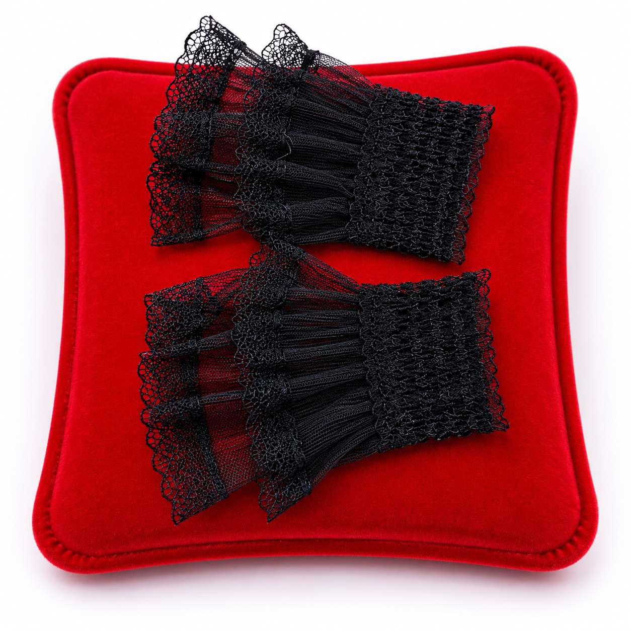 Puños de Encaje Negro con Volantes para Mujer Góticos Elegantes Estilo Lolita y Vintage.