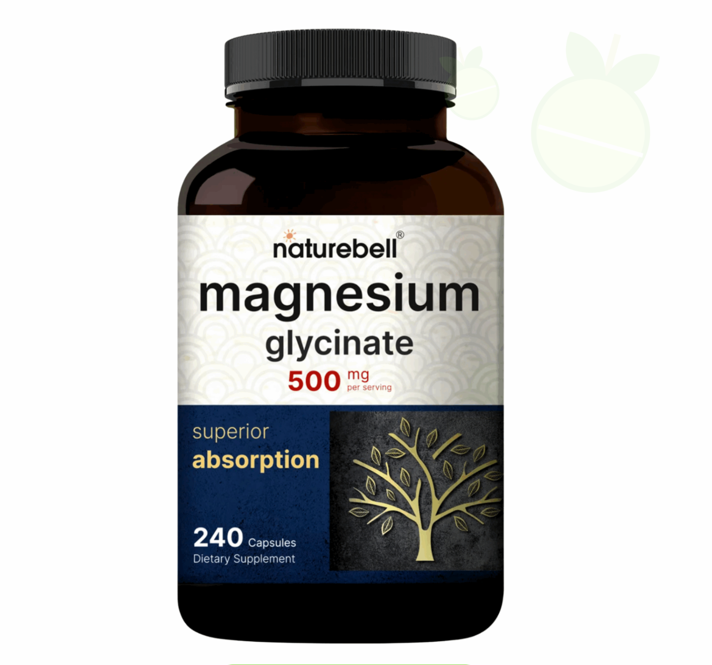 Magnesium glycinate 500 mg, 240 capsulas.