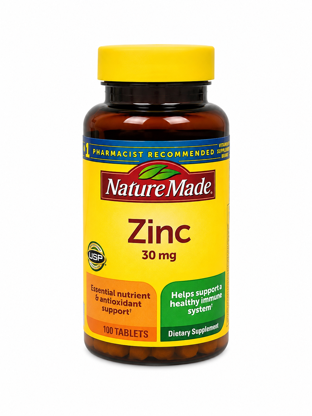 Suplemento alimenticio de zinc 30 mg en tabletas.