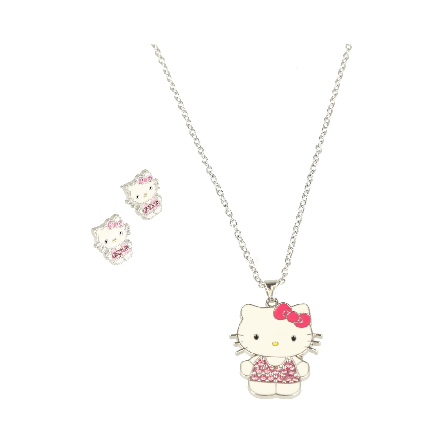 Set aretes + collar de hello kitty