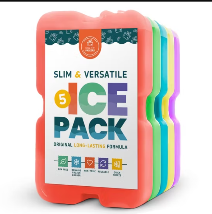 Pack de hielo delgados y reutilizables.