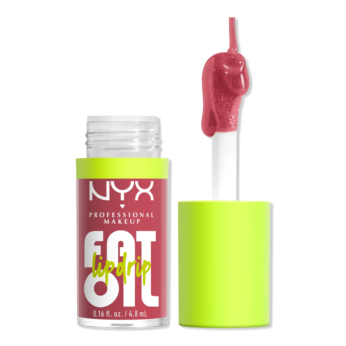 Aceite labial brillante en un tono rosado.