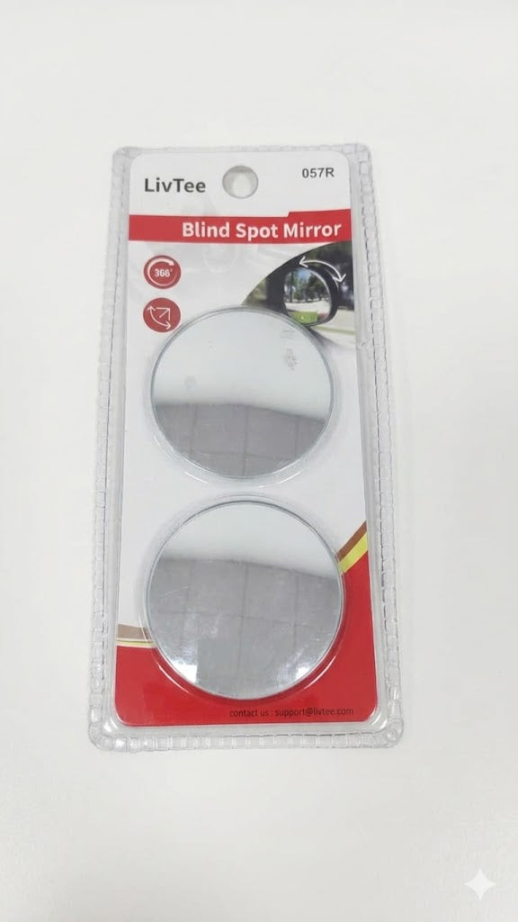 Paquete de dos espejos convexos de punto ciego diseñados para mejorar la visibilidad al conducir.