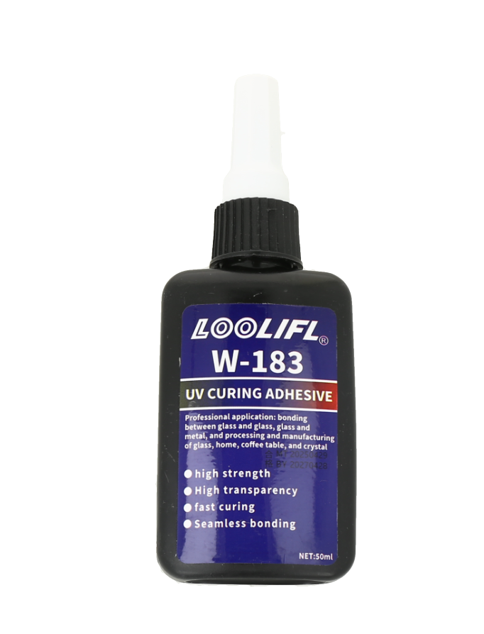 Adhesivo de curado UV de 50 ml con alta transparencia y fuerza para unir vidrio y metal