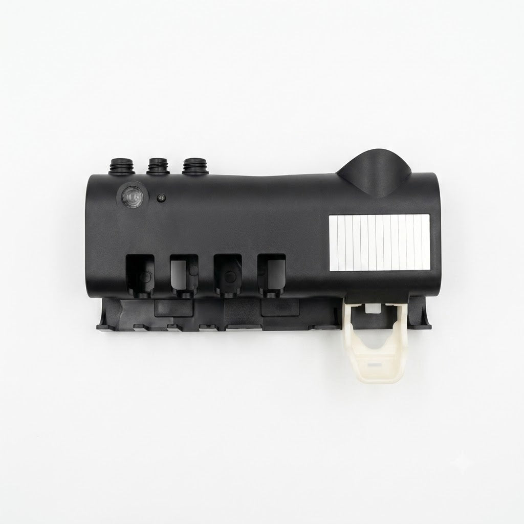Soporte para cepillos de dientes de montaje en pared que incluye un dispensador automático de pasta dental.