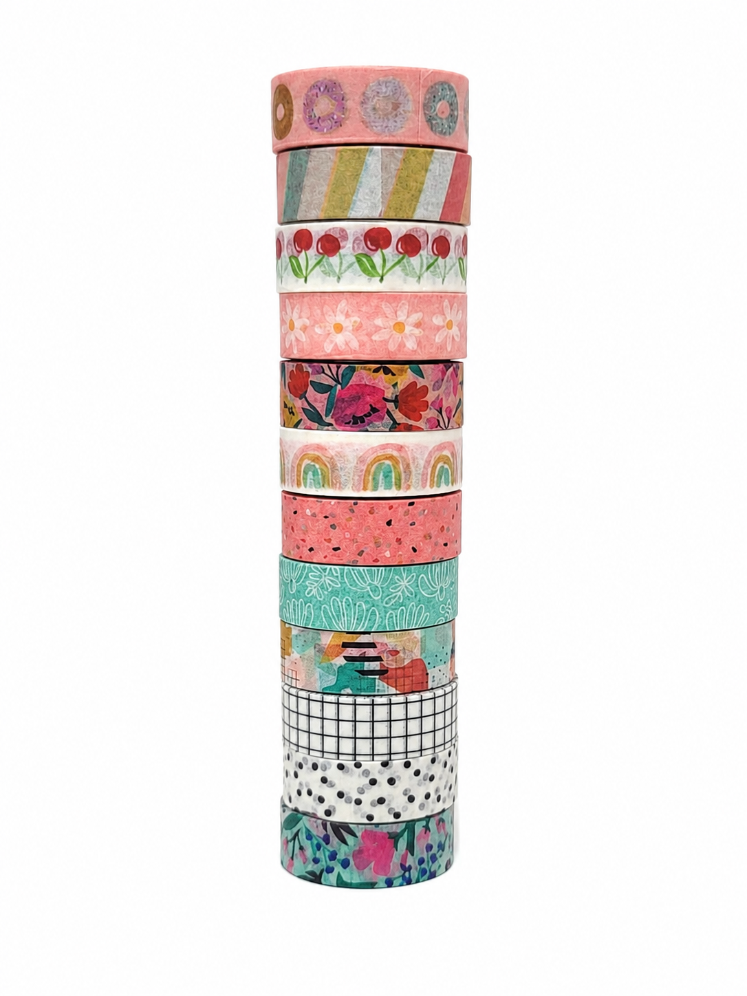 Set de Cintas Washi Decorativas con Diseños Florales y Geométricos 11 Piezas.