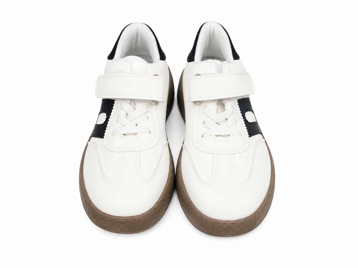 Zapatos deportivos infantiles con cierre de velcro color blanco, talla 34.