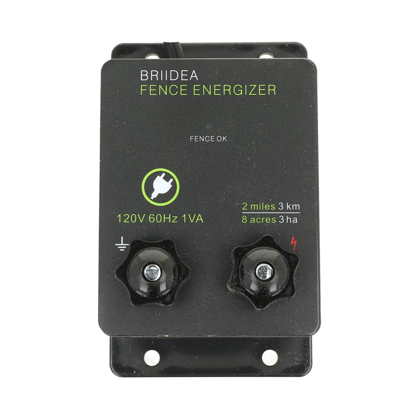 Energizador de cerca eléctrica Briidea 120 V 60 Hz 1 VA 2 millas 8 acres