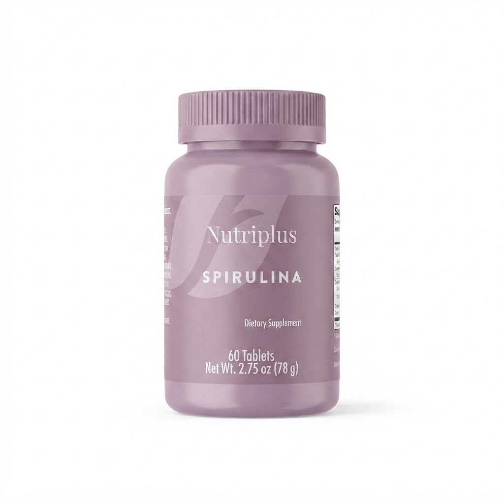 Suplemento alimenticio a base de microalga espirulina en presentación de 60 tabletas.