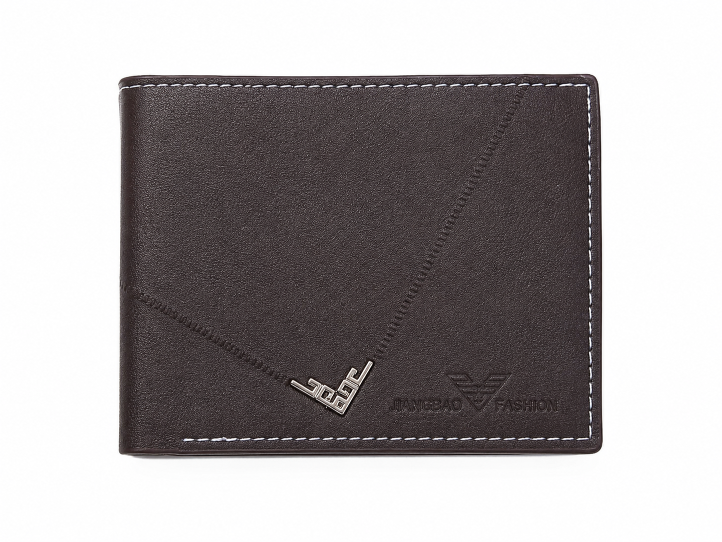 Billetera plegable de cuero sintético para hombre color café oscuro.