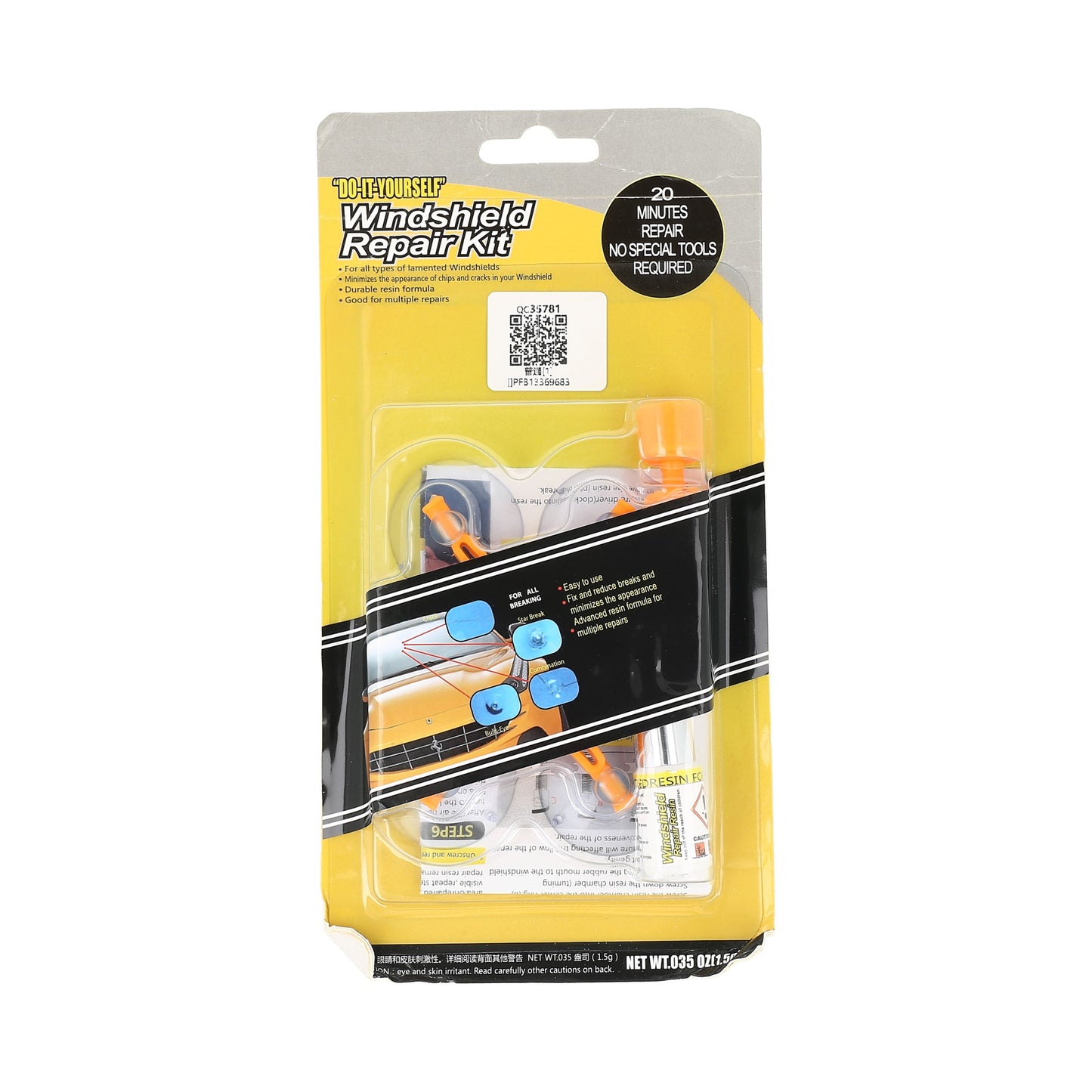 Kit de reparación de vidrio para coche.