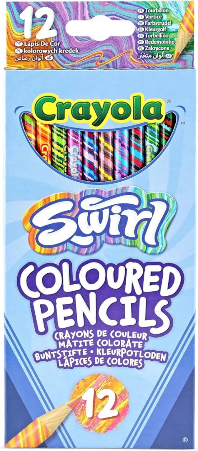 Lápices de colores con diseño multicolor, paquete de 12 unidades.