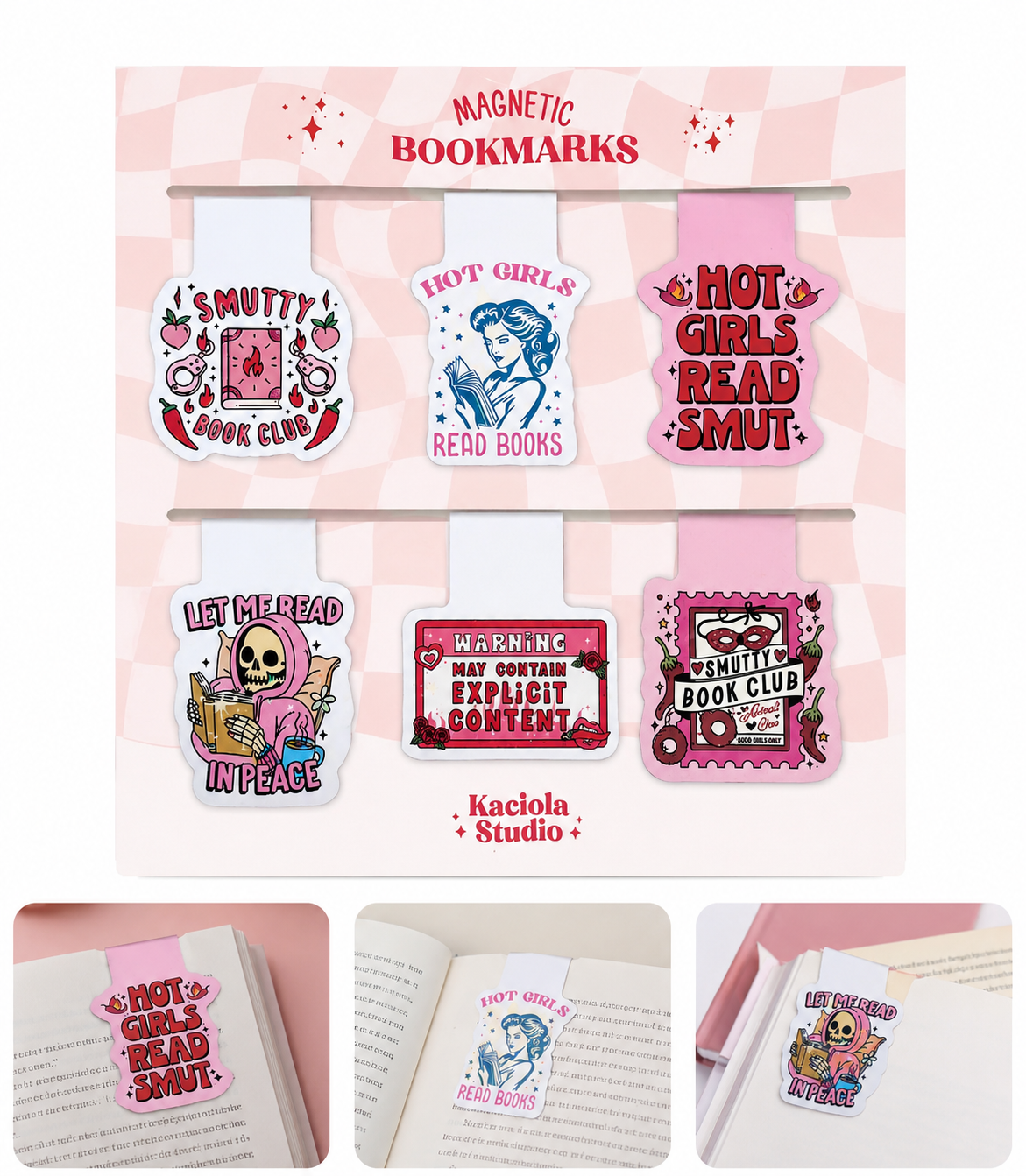 Set de 6 Separadores Magnéticos para Libros con Diseños Ilustrados para Lectura.