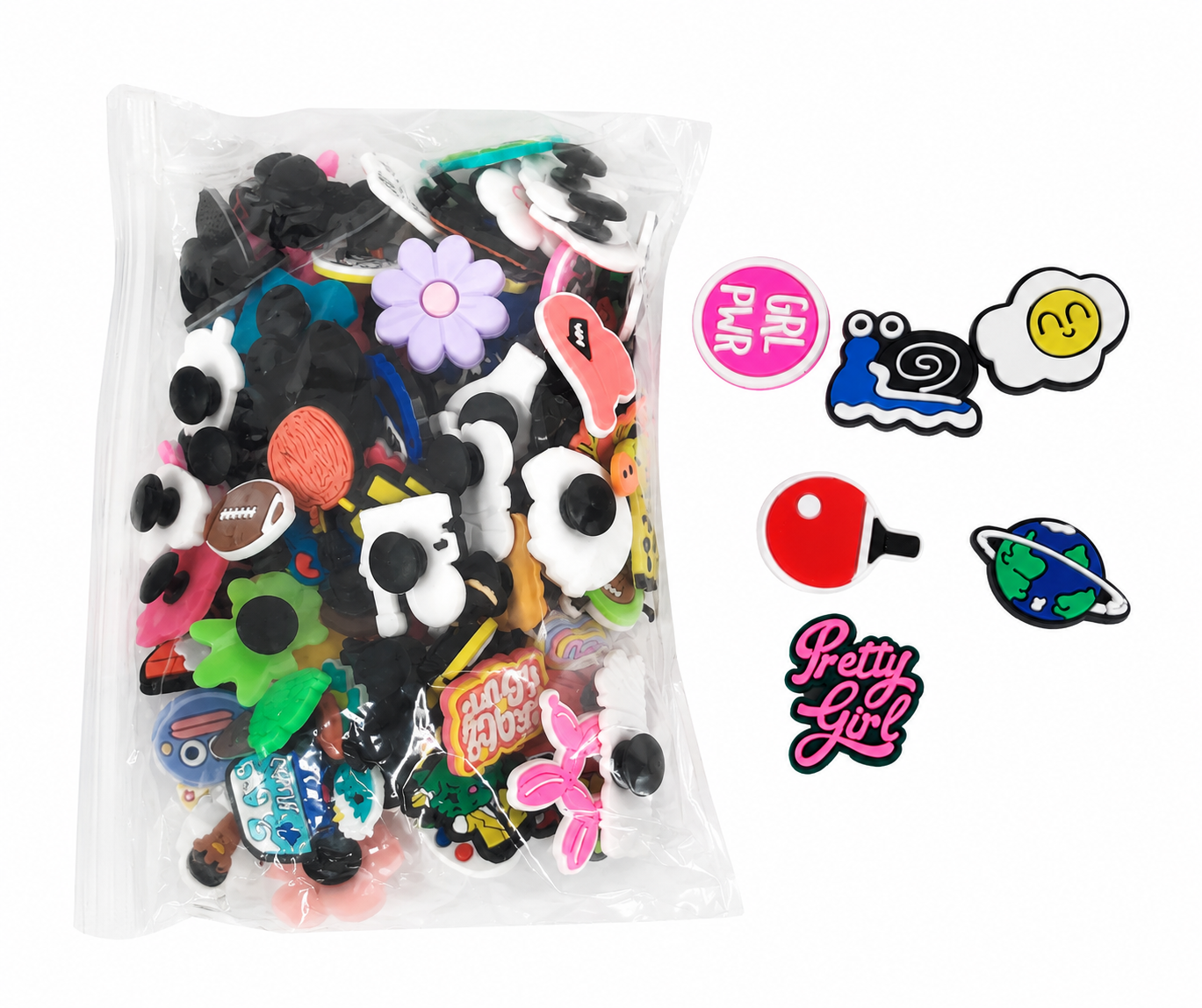 Set de Charms Decorativos para Crocs con Diseños Surtidos para Personalizar Calzado.